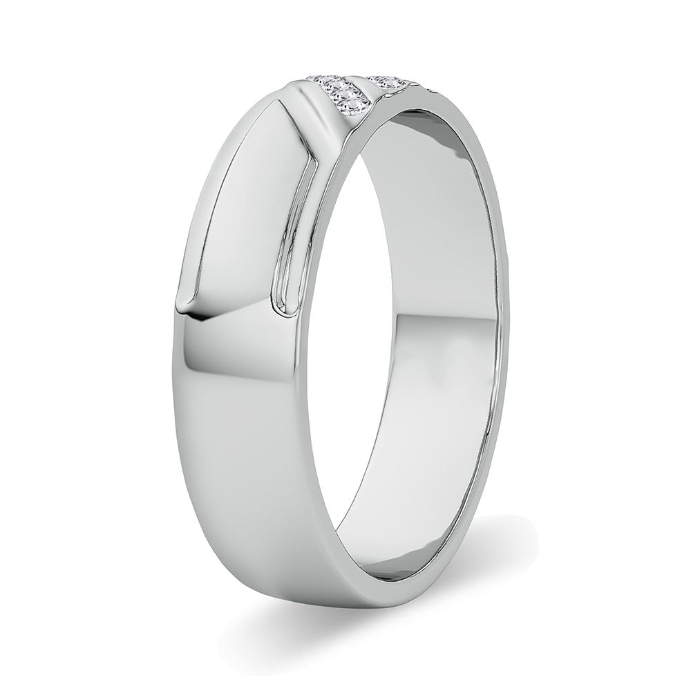 14K White Gold Lab Diamond Mens Wedding Band Ring