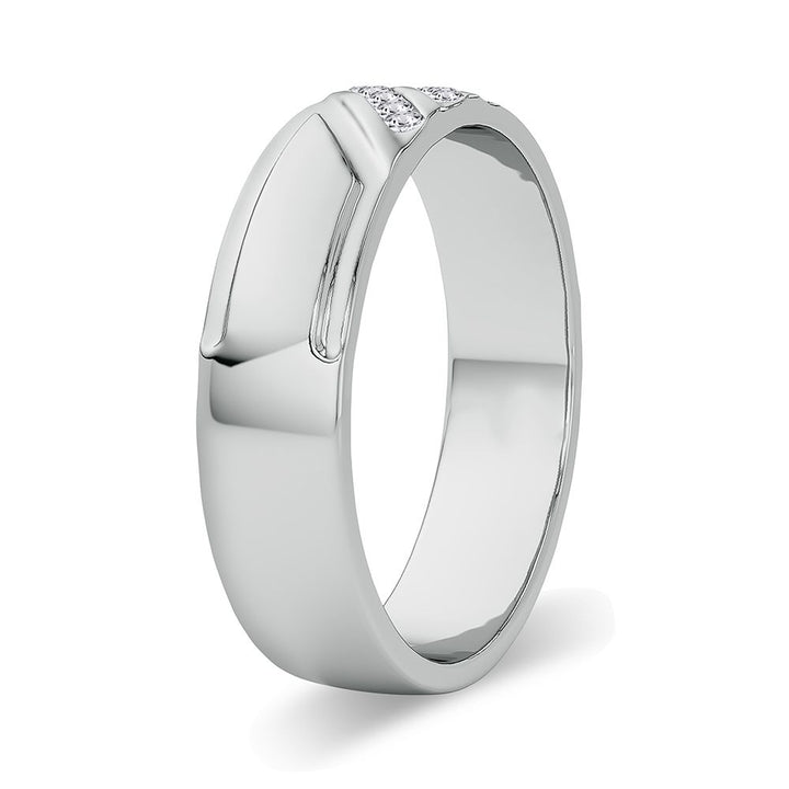 14K White Gold Lab Diamond Mens Wedding Band Ring