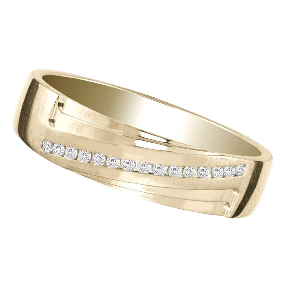 14K Yellow Gold 0.10CT Lab Diamond Mens Wedding Band