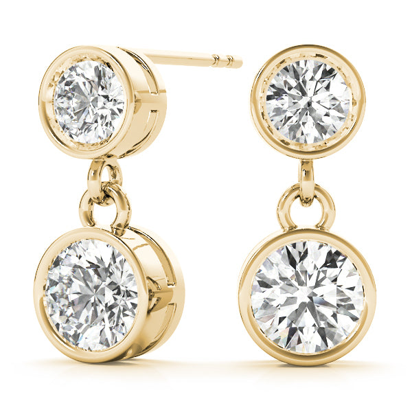 14K Yellow Gold Lab Diamond Solitaire Earring Pair
