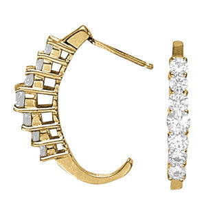 Lab Diamond 14K Gold J-Hoop Earrings Pair