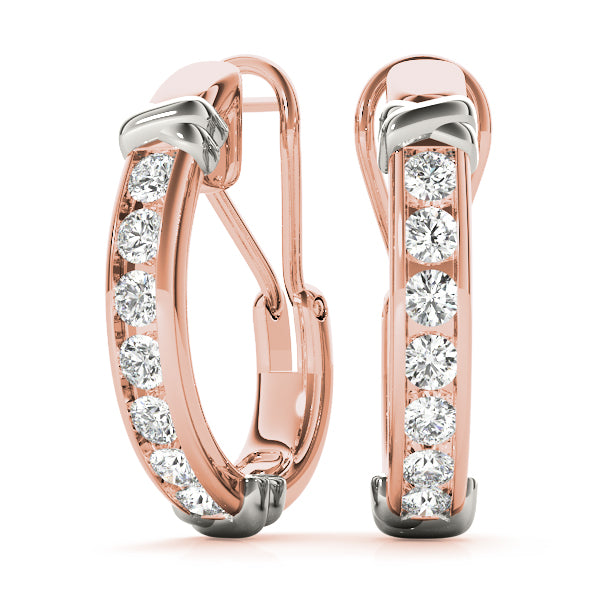 14K Rose Gold Lab Diamond J-Hoop Earrings