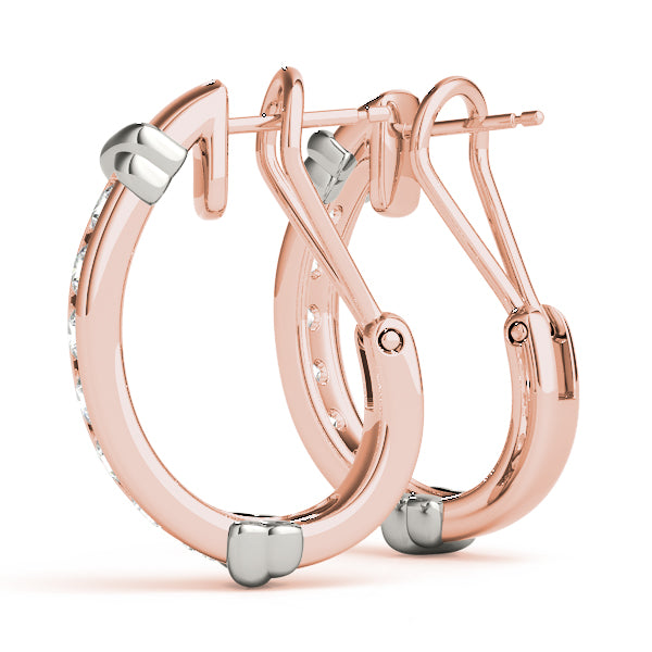14K Rose Gold Lab Diamond J-Hoop Earrings