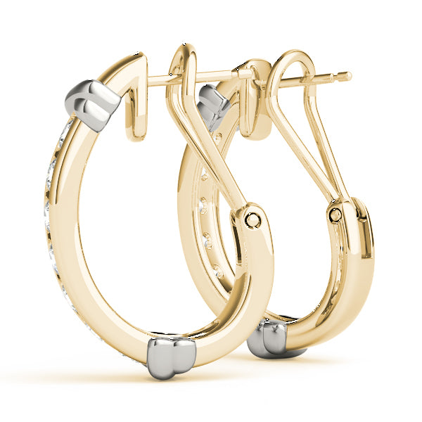 14K Yellow Gold Diamond J-Hoop Earrings
