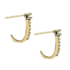 14K Gold Lab Diamond J-Hoop Earrings