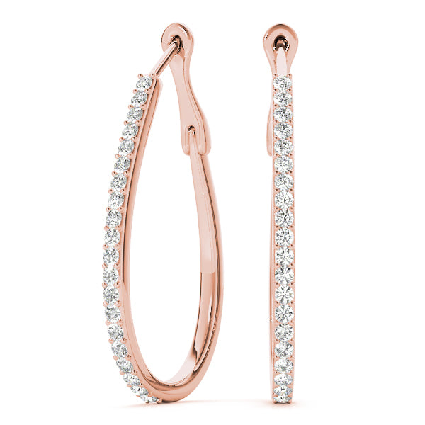 14K Rose Gold Lab Diamond Hoop Earrings