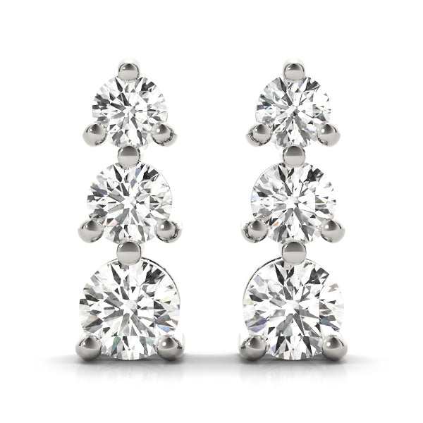 Lab Diamond 3-Stone Round Earring Pair