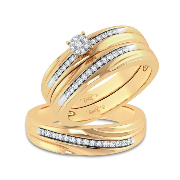 14k Yellow Gold 0.25ct Lab Diamond Trio Wedding Set