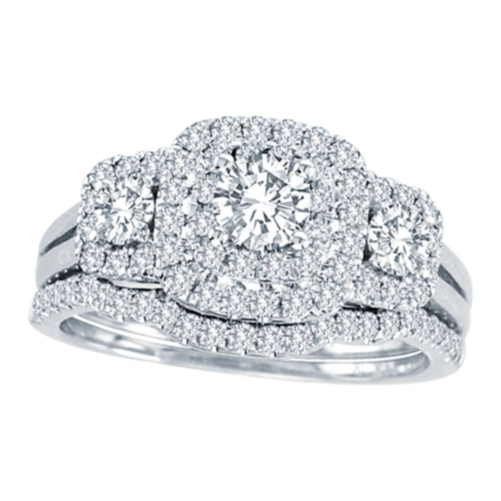 Sparkling 14K White Gold Lab Diamond Bridal Ring Set 1.18Ct