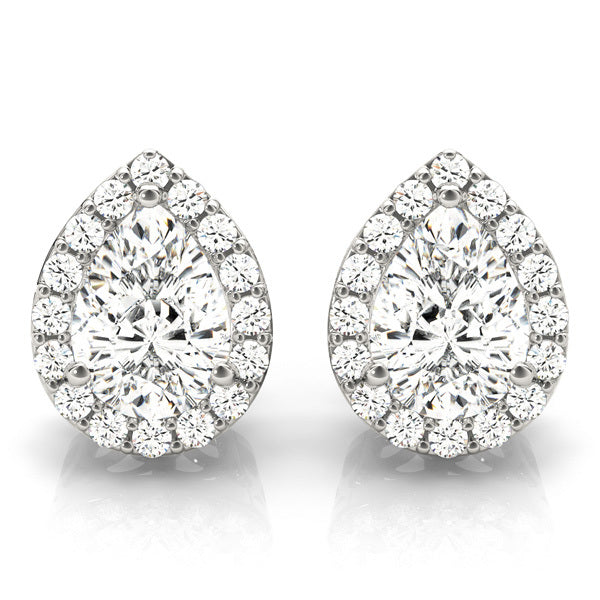 Lab Diamond Pear Halo Earrings in Premium Clarity