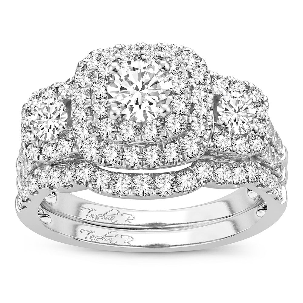 14k White Gold Lab Diamond Bridal Ring (2.00 CT Brilliance)