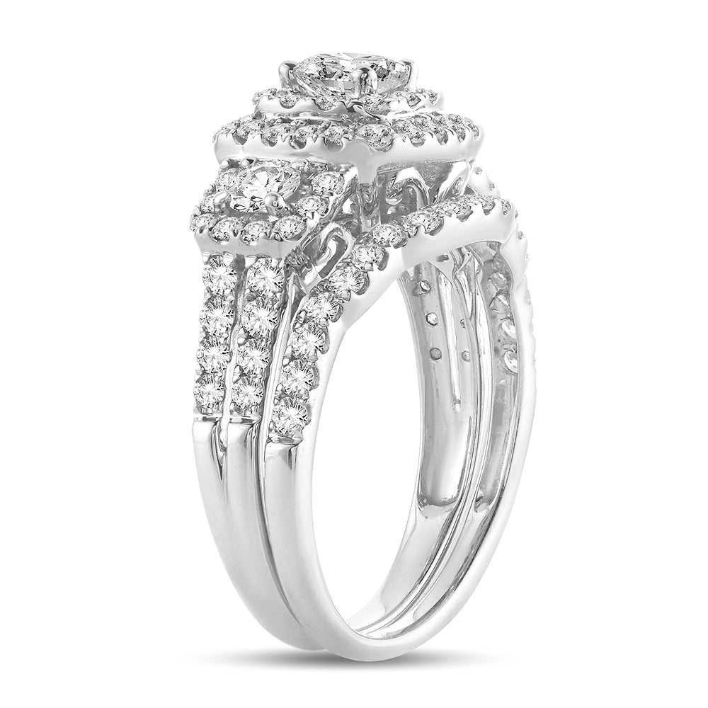 14k White Gold Lab Diamond Bridal Ring (2.00 CT Brilliance)