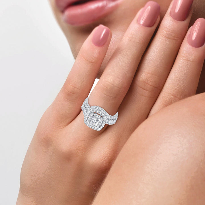 14k White Gold 2CT Lab Diamond Bridal Ring Brilliance