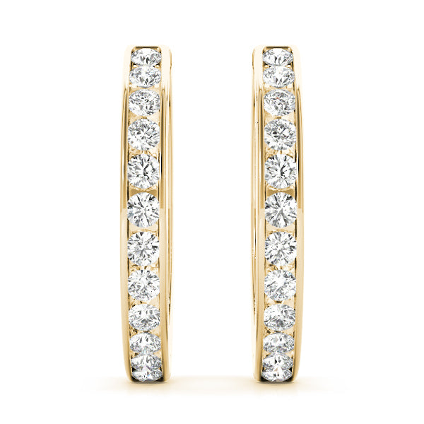 14K Yellow Gold Diamond Hoop Earrings