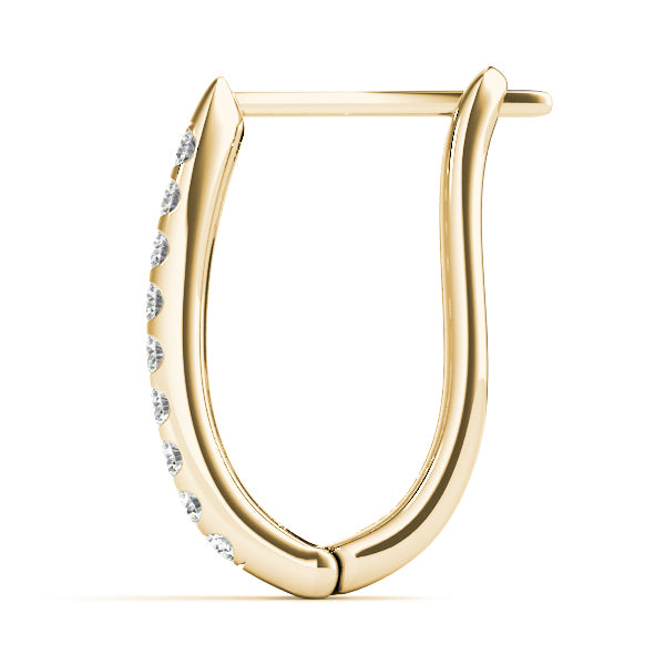 14K Yellow Gold Diamond J-Hoop Earrings
