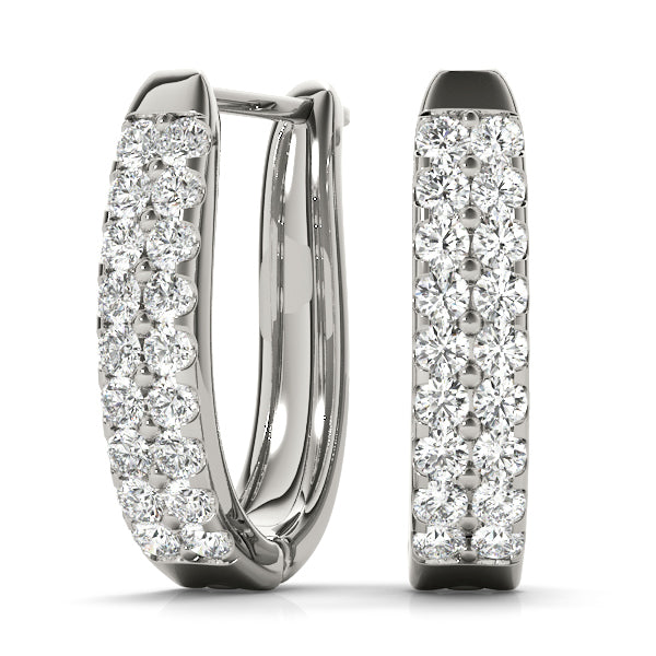 Diamond Lab-Grown 14K Gold J-Hoop Earrings