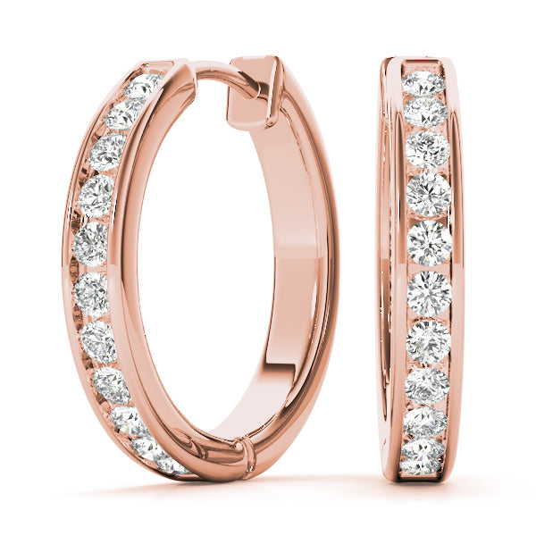 14K Rose Gold Lab Diamond Hoop Earrings