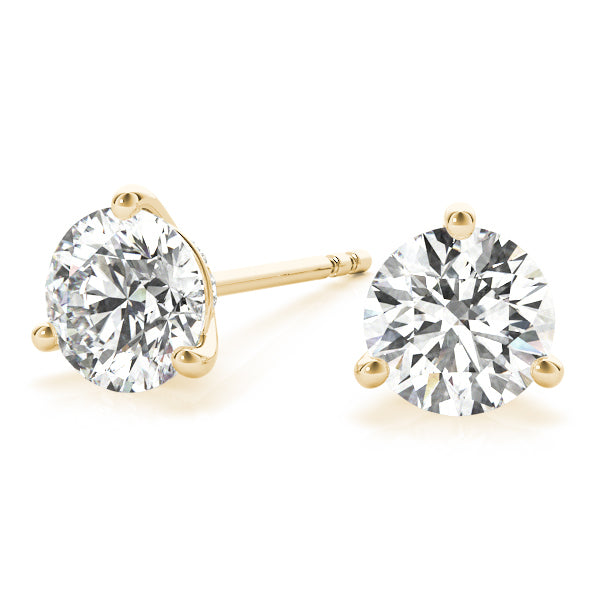 14K Yellow Gold Lab Diamond Stud Earrings Pair