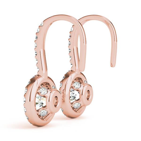 Rose Gold Round Diamond Halo Earrings