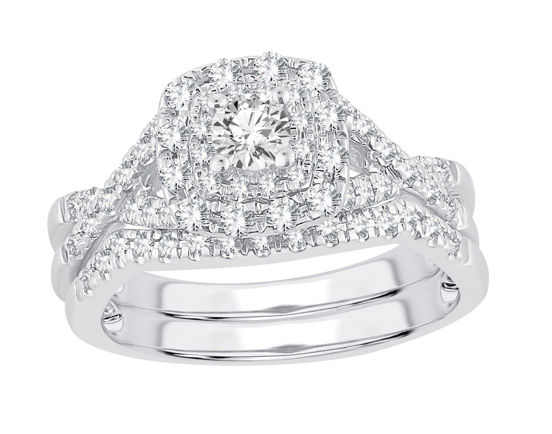 Elegant 14k White Gold 0.50ct Lab Diamond Wedding Set