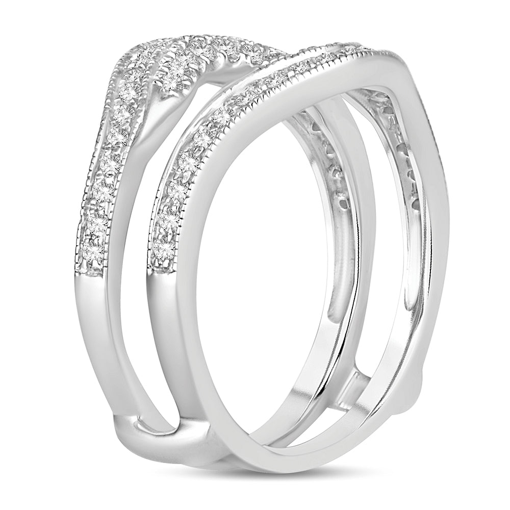 14k White Gold 0.50CT Lab Diamond Ring Guard Enhancer