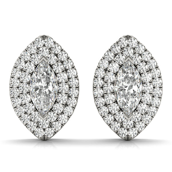 Diamond Halo Round Earrings