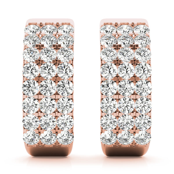 Rose Gold Diamond J-Hoop Earrings | 1/2 ct Total