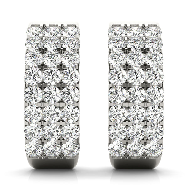 14K Diamond Round J-Hoops Earrings