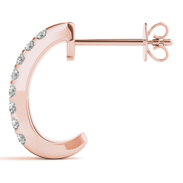 Rose Gold Diamond J-Hoop Earrings | 1/2 ct Total