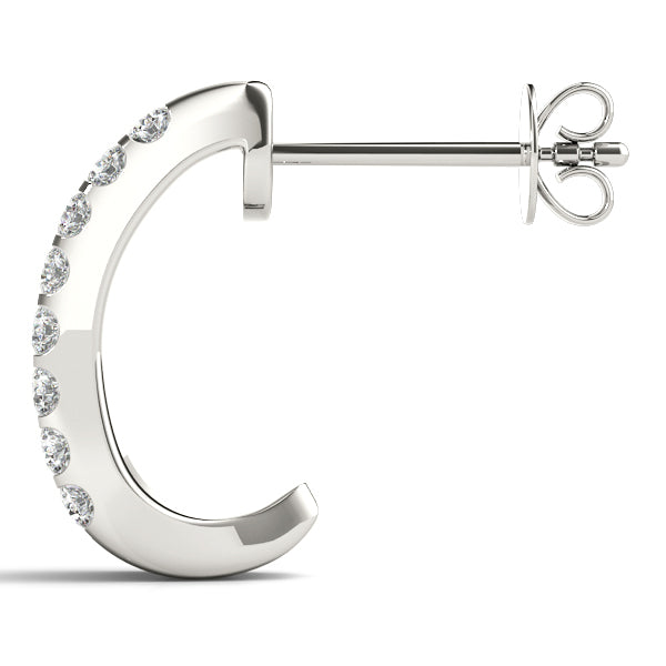 14K Diamond Round J-Hoops Earrings