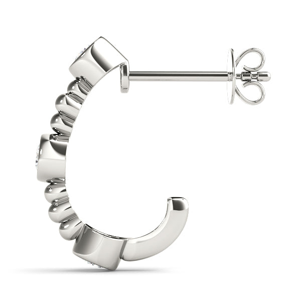 Lab Diamond J-Hoop Earrings in Multiple Metals