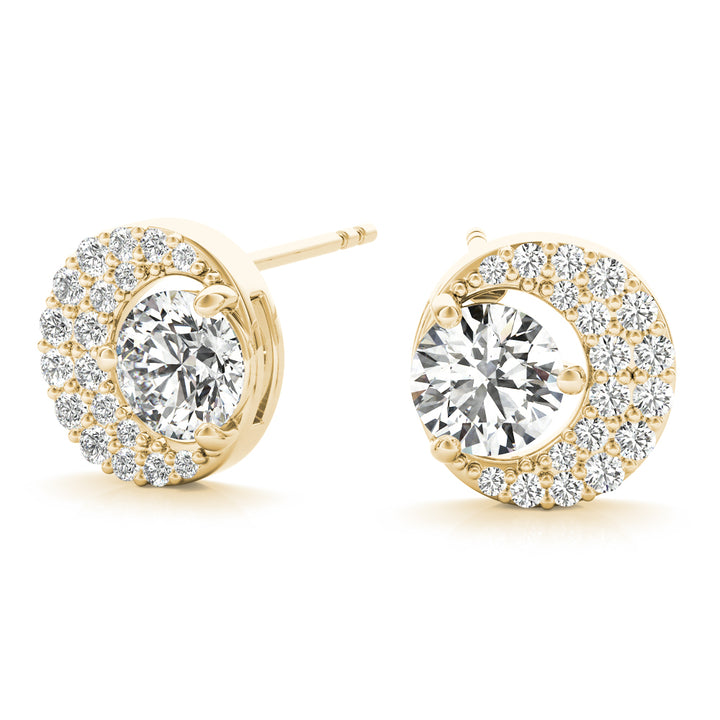 14K Yellow Gold Round Diamond Fashion Earrings