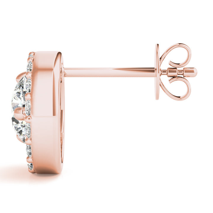 14K Rose Gold Round Diamond Fashion Earrings
