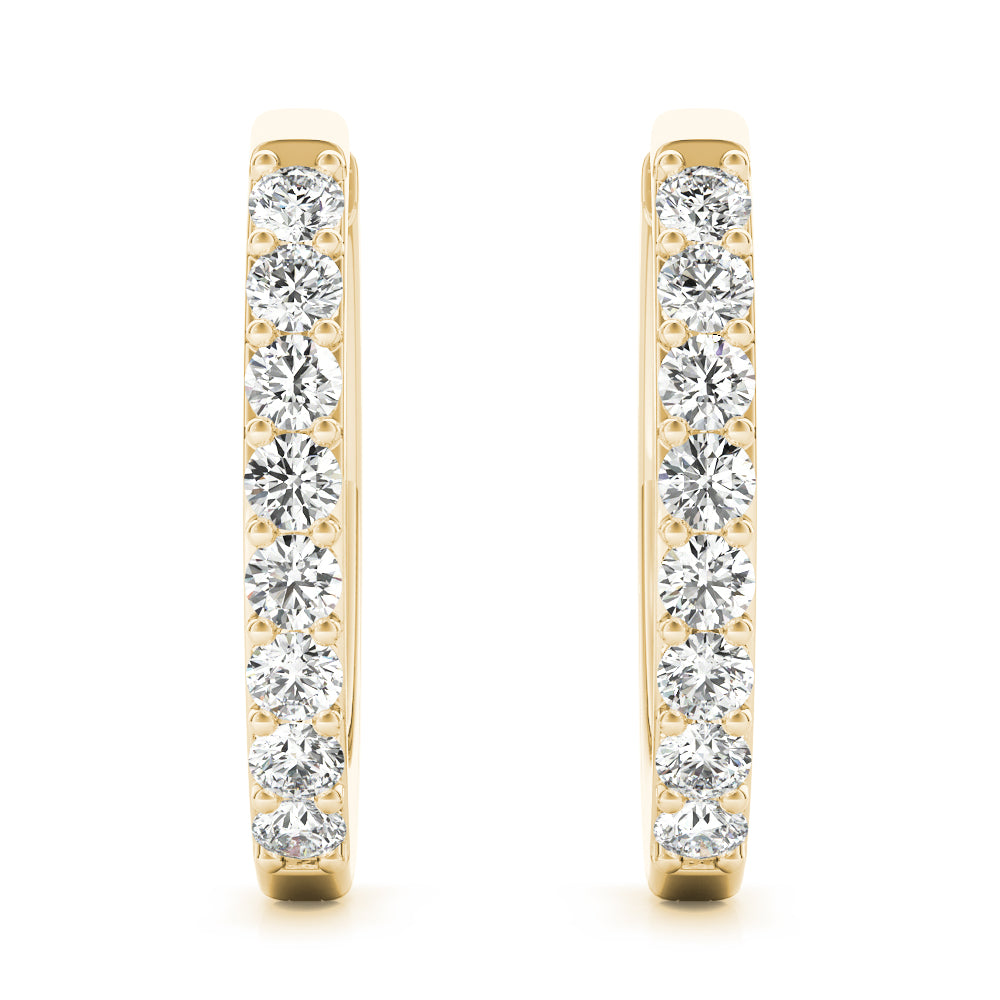 14K Yellow Gold Round Diamond Fashion Earrings