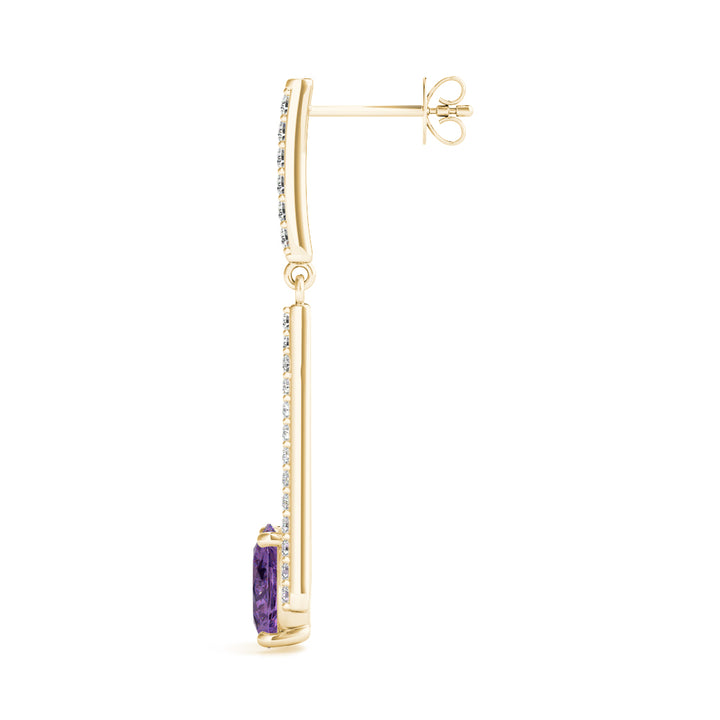 14K Yellow Gold Diamond Oval Earrings