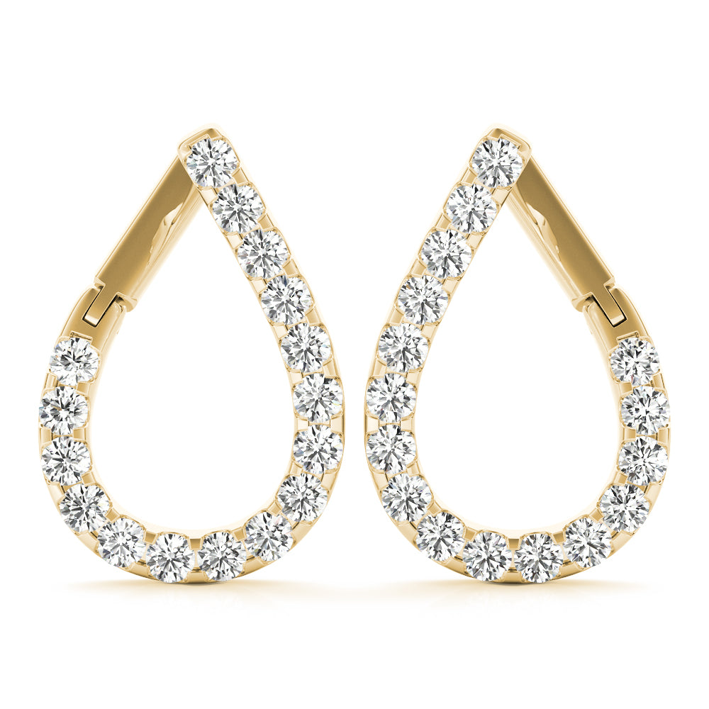 14K Yellow Gold Round Diamond Fashion Earrings