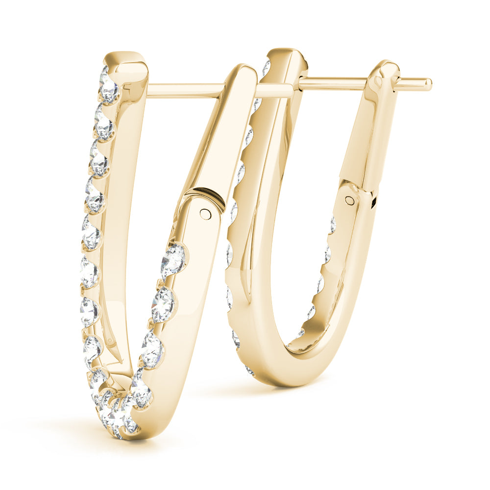 14K Yellow Gold Round Diamond Fashion Earrings