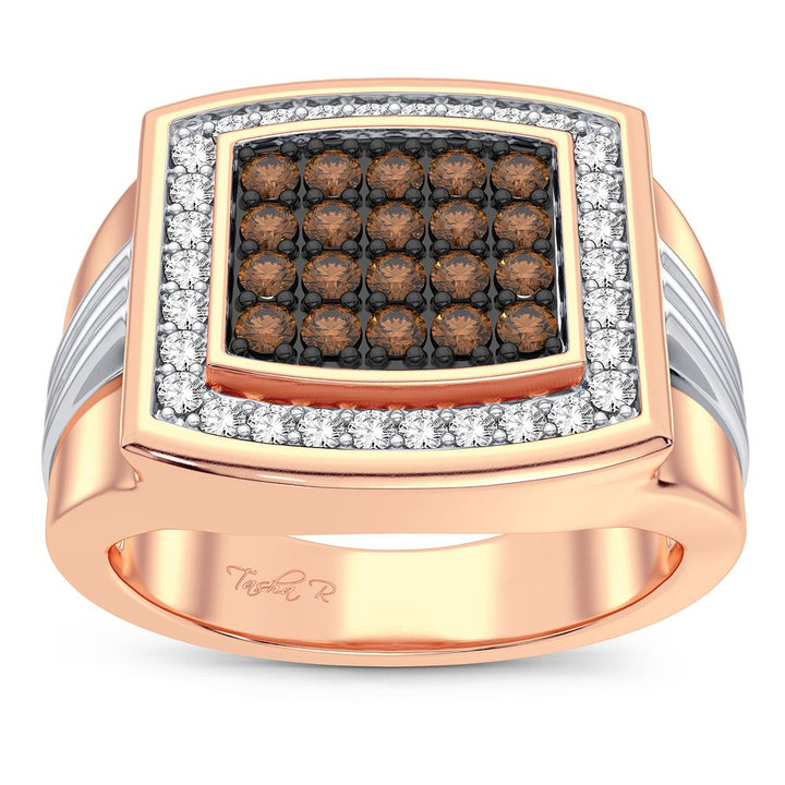 14K Rose Gold Mens Lab Diamond Statement Ring