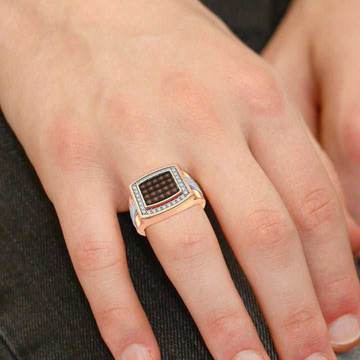14K Rose Gold Mens Lab Diamond Statement Ring