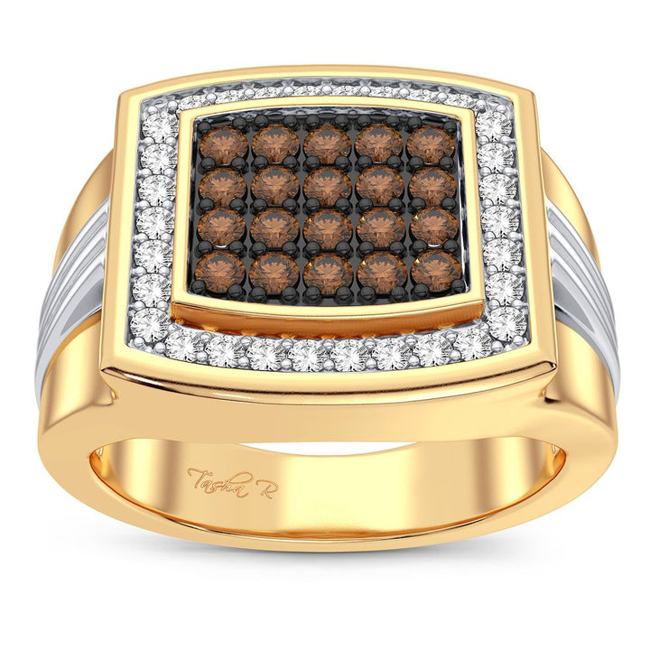 14K Yellow Gold Mens Lab Diamond Statement Ring