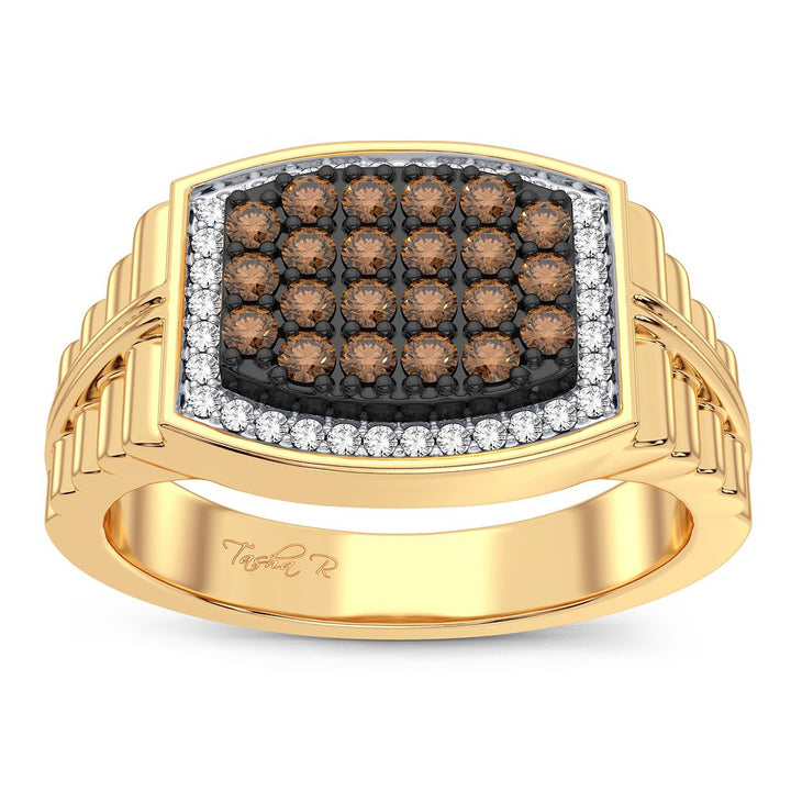 14K Yellow Gold Mens Lab Diamond Statement Ring - 0.50CT