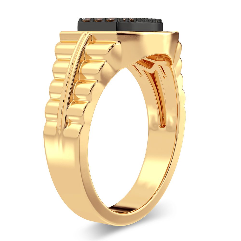 14K Yellow Gold Mens Lab Diamond Statement Ring - 0.50CT