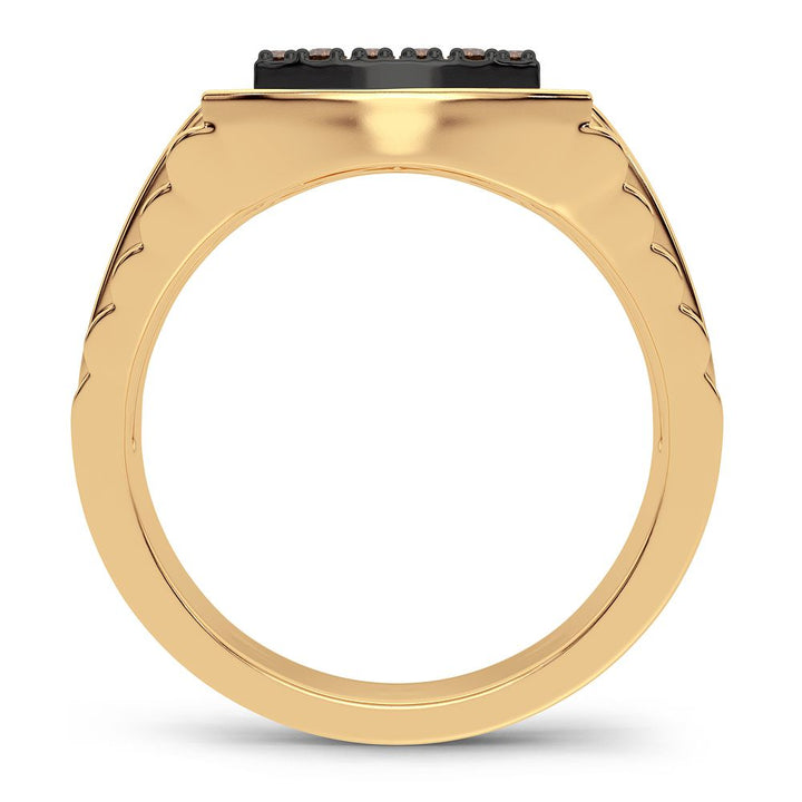14K Yellow Gold Mens Lab Diamond Statement Ring - 0.50CT