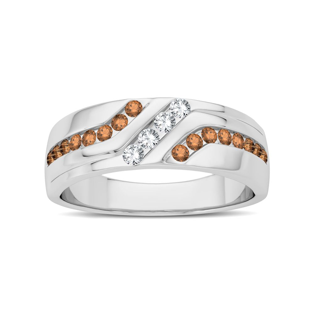 14K White Gold Lab Diamond Mens Wedding Band Brilliance