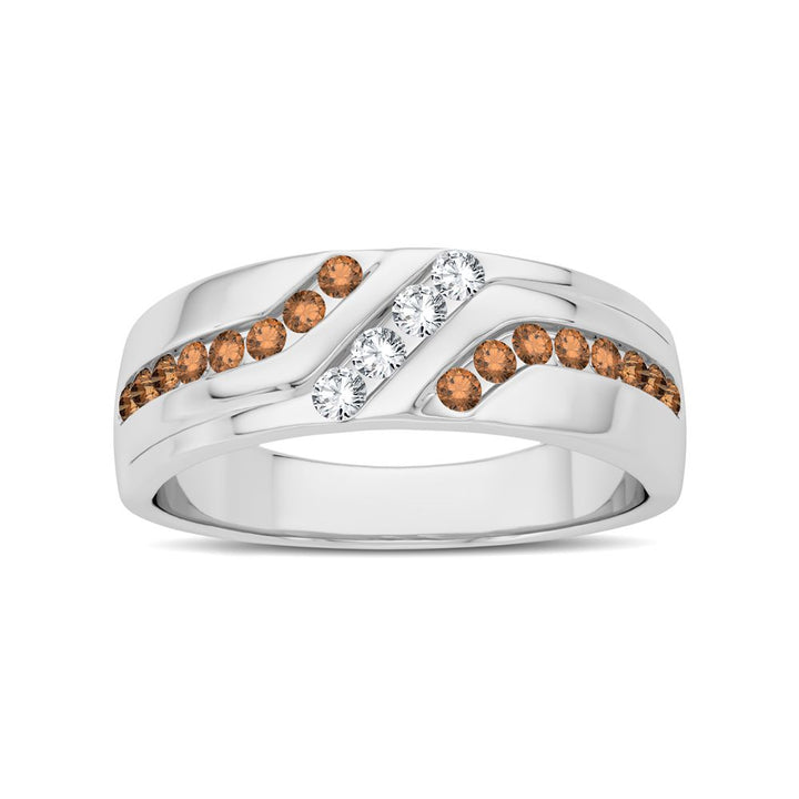 14K White Gold Lab Diamond Mens Wedding Band Brilliance