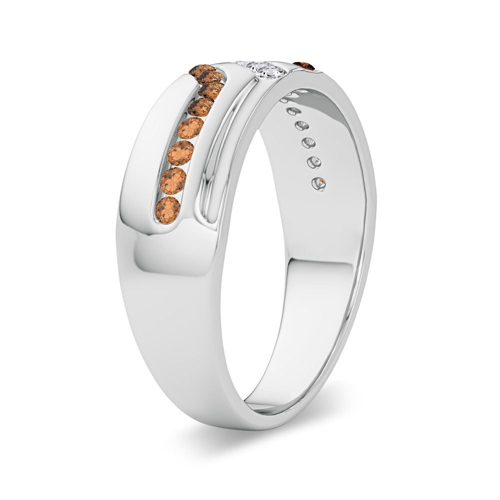 14K White Gold Lab Diamond Mens Wedding Band Brilliance