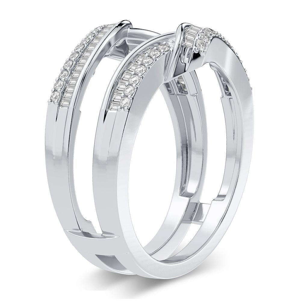 14k White Gold Lab Diamond Ring Guard Enhancer