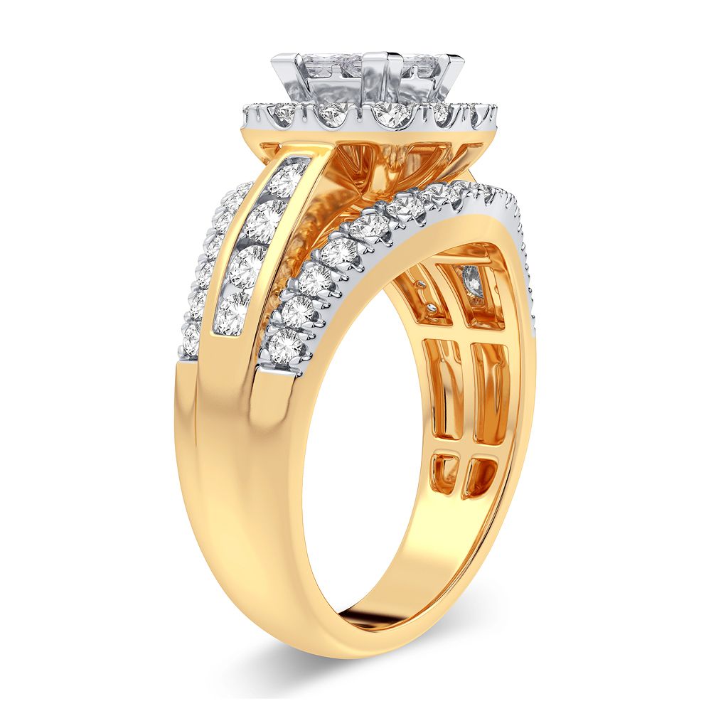 Brilliant 14K Yellow Gold 1.50CT Lab Diamond Engagement Ring