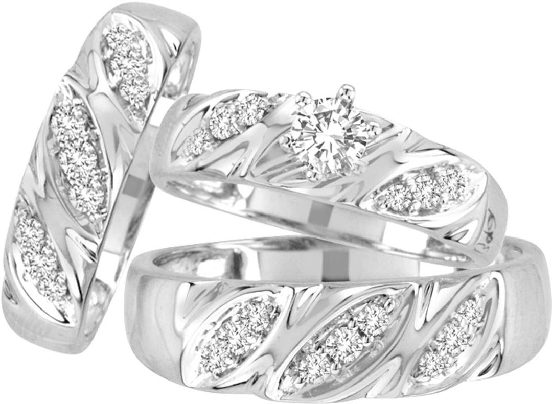 14K 0.80CT Diamond TRIO SET