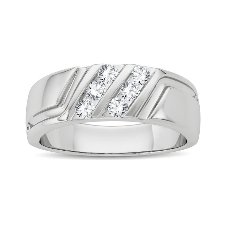 14K White Gold 0.25CT Lab Diamond Mens Contemporary Band